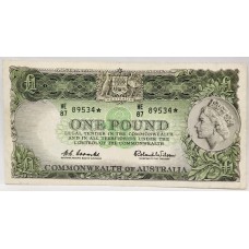 AUSTRALIA 1961 . ONE 1 POUND BANKNOTE . COOMBS/WILSON . STAR NOTE